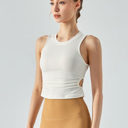 Ribbed Crop Tank Tops Side Cutout