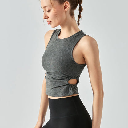 Ribbed Crop Tank Tops Side Cutout