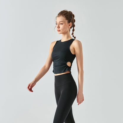 Ribbed Crop Tank Tops Side Cutout