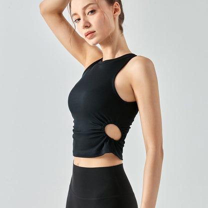 Ribbed Crop Tank Tops Side Cutout