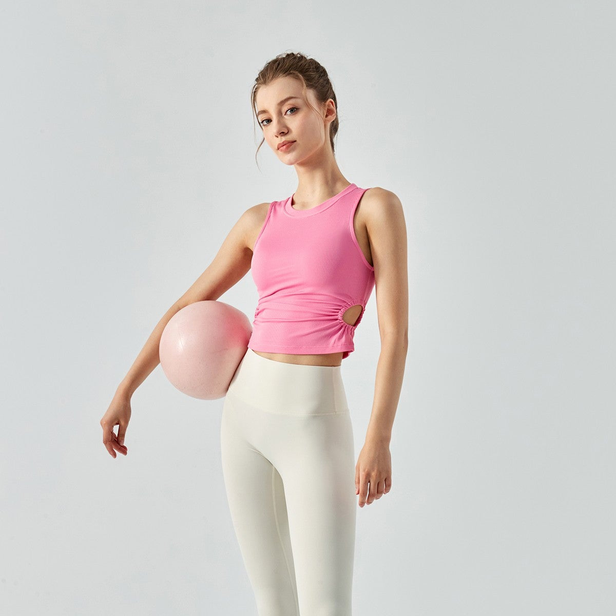 Ribbed Crop Tank Tops Side Cutout