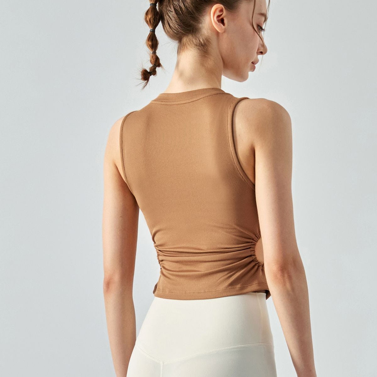 Ribbed Crop Tank Tops Side Cutout