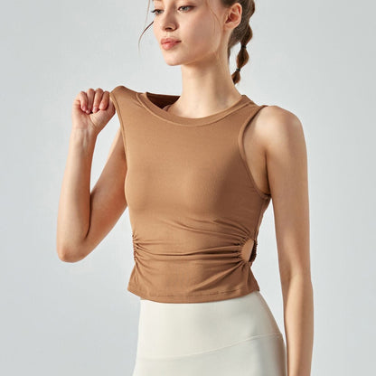 Ribbed Crop Tank Tops Side Cutout