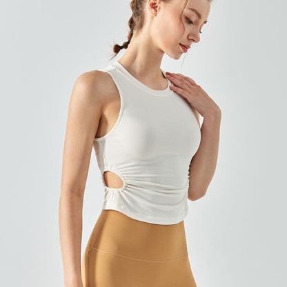 Ribbed Crop Tank Tops Side Cutout