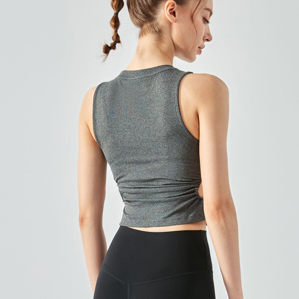 Ribbed Crop Tank Tops Side Cutout