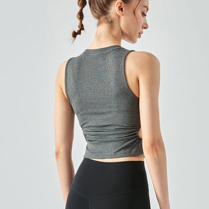 Ribbed Crop Tank Tops Side Cutout