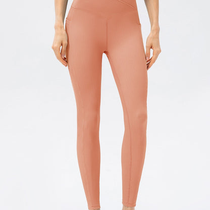 Ribbed V-Shape Leggings with Pockets