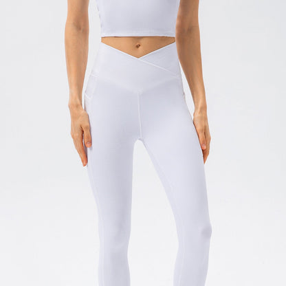 Ribbed V-Shape Leggings with Pockets
