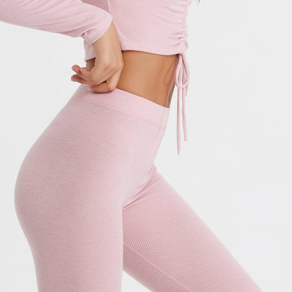 Ribbed Mid-Waist Workout Leggings