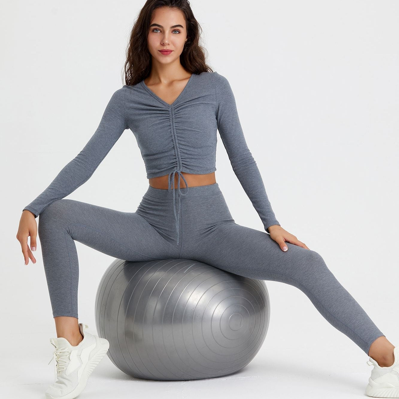 Ribbed Mid-Waist Workout Leggings