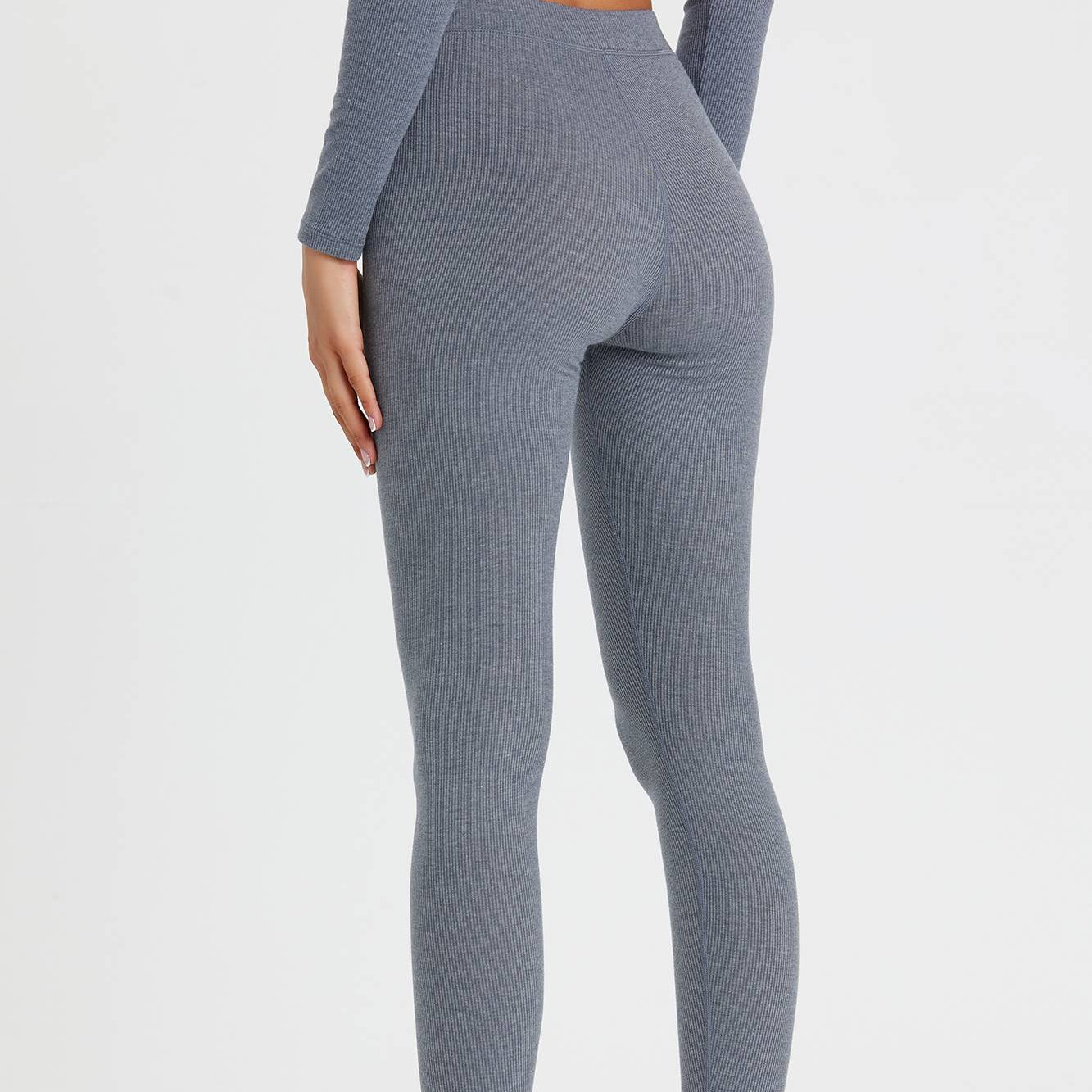 Ribbed Mid-Waist Workout Leggings