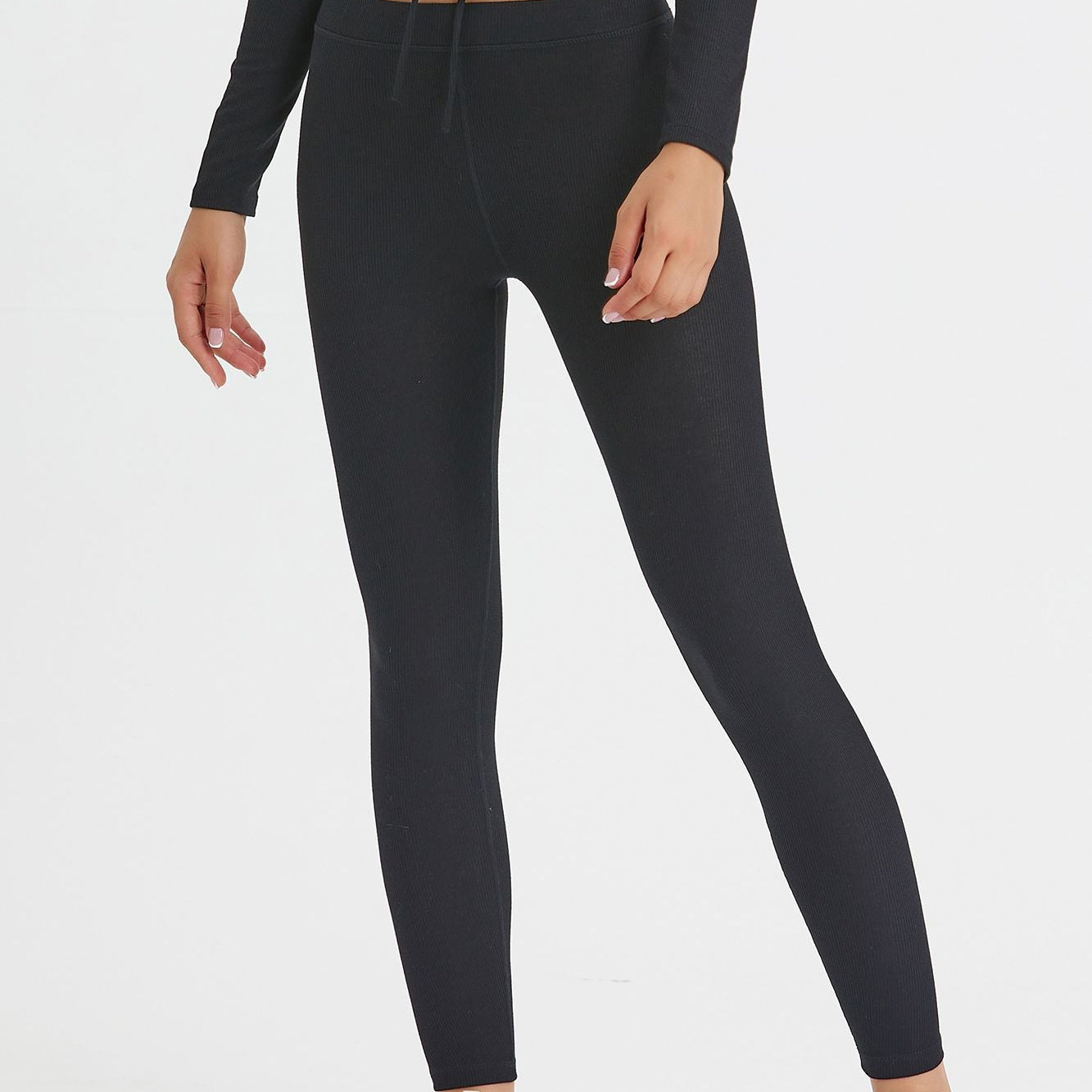 Ribbed Mid-Waist Workout Leggings