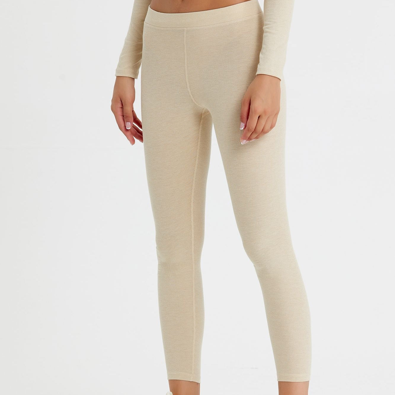 Ribbed Mid-Waist Workout Leggings