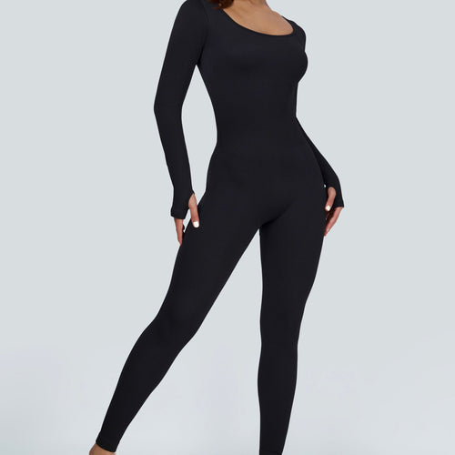Ribbed Seamless Long Sleeve Jumpsuit