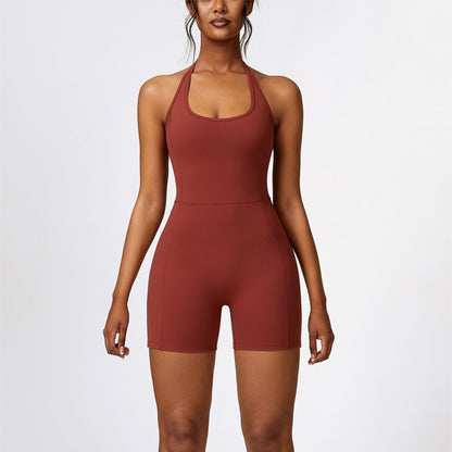 Scoop Neck Halter Short Unitard