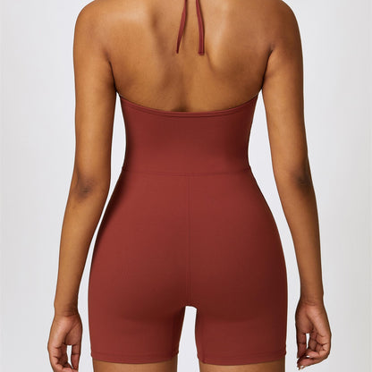 Scoop Neck Halter Short Unitard