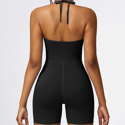 Scoop Neck Halter Short Unitard