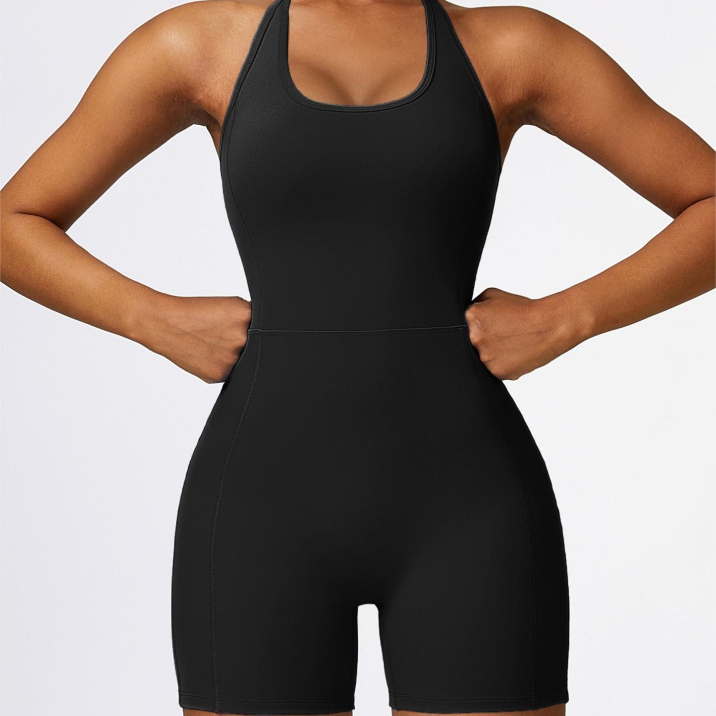 Scoop Neck Halter Short Unitard