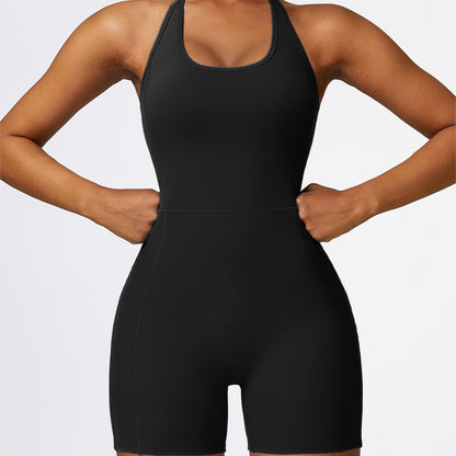 Scoop Neck Halter Short Unitard