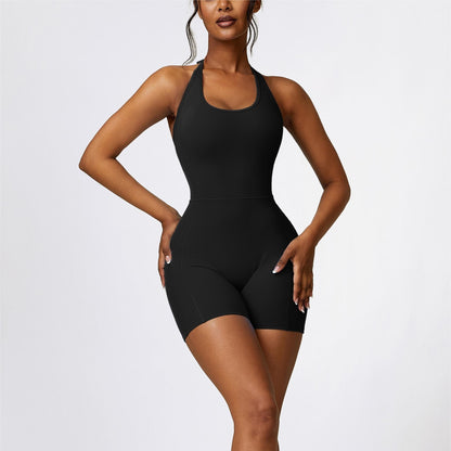 Scoop Neck Halter Short Unitard