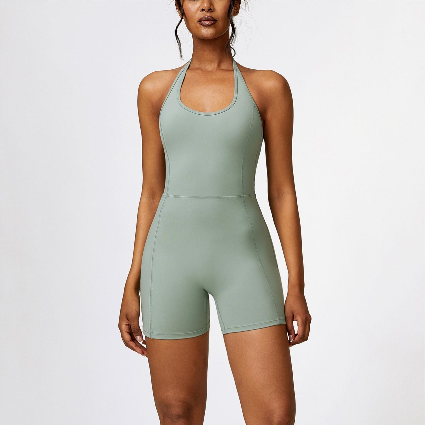 Scoop Neck Halter Short Unitard