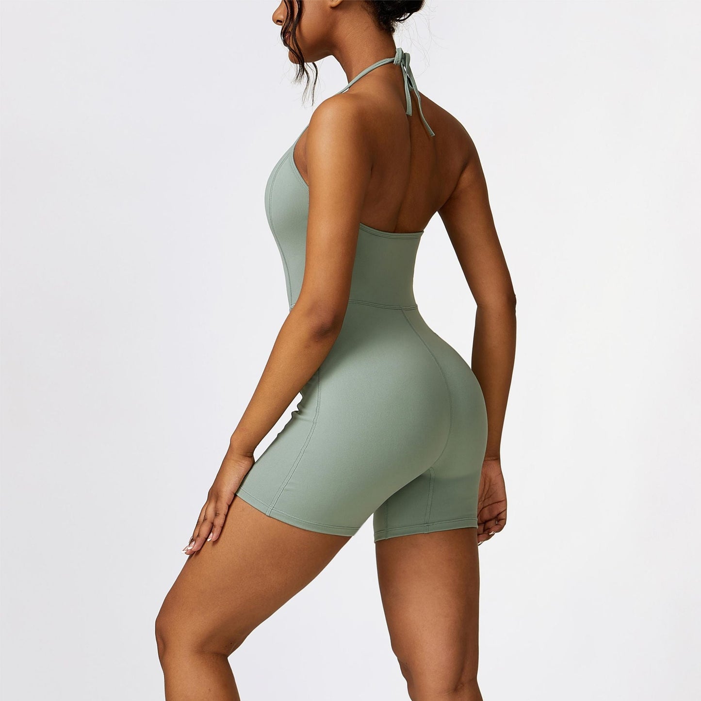 Scoop Neck Halter Short Unitard