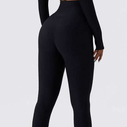 Ribbed V-Cross Leggings with Pockets
