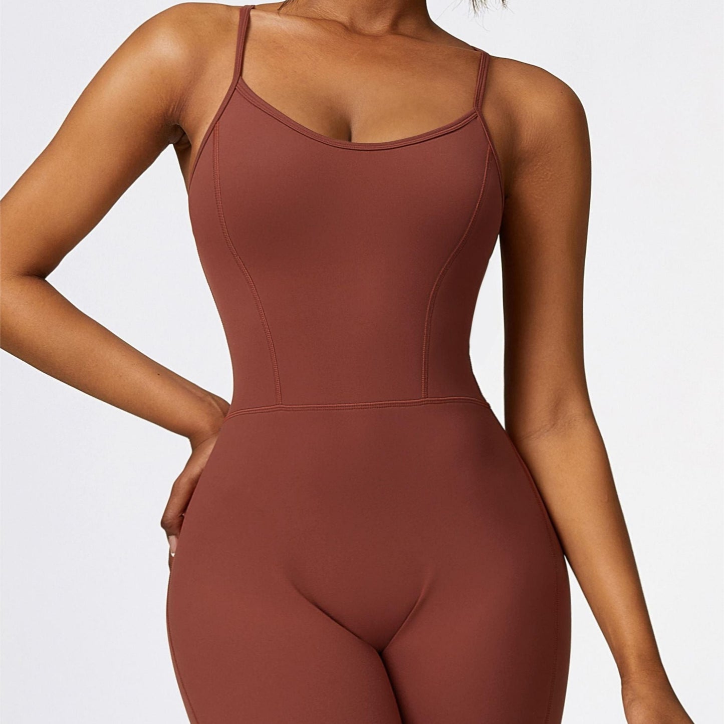 Scoop Neck Strappy Open Back Active Jumpsuit