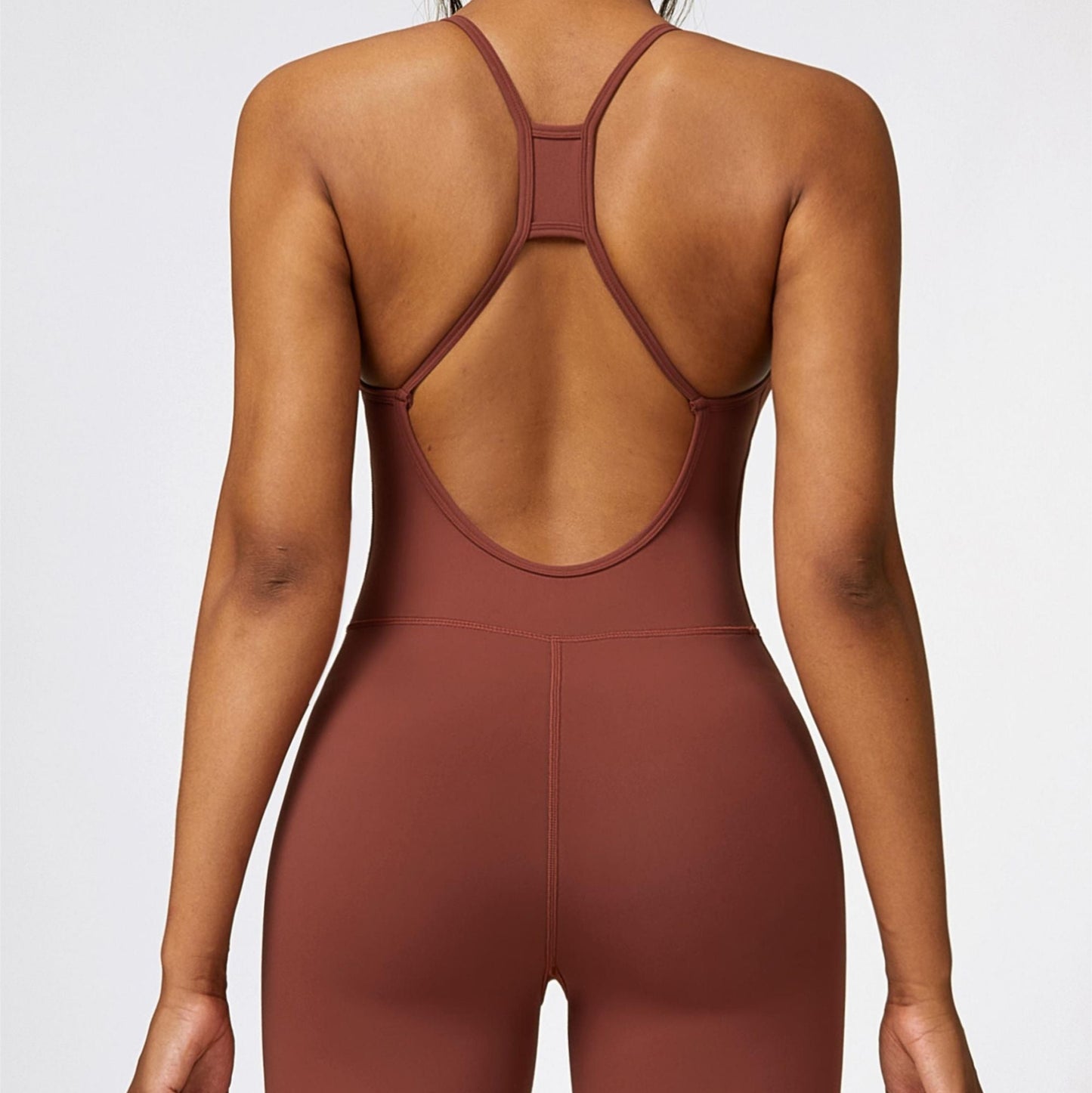 Scoop Neck Strappy Open Back Active Jumpsuit