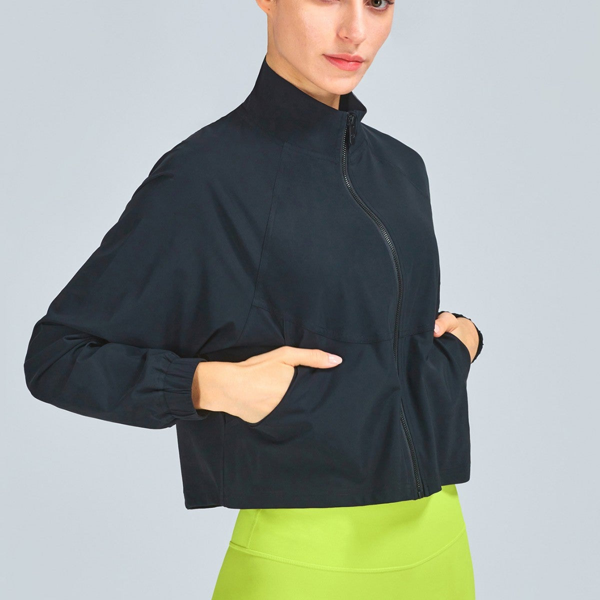 Full-Zip Cropped Track Jacket