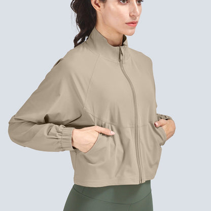 Full-Zip Cropped Track Jacket