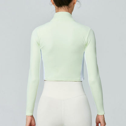 Color-Block Zip-Up Cropped Athletic Jacket