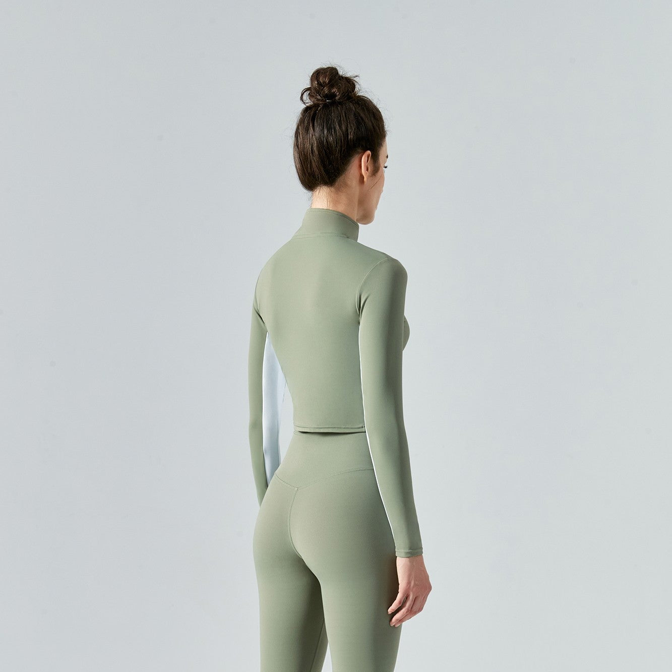 Color-Block Zip-Up Cropped Athletic Jacket