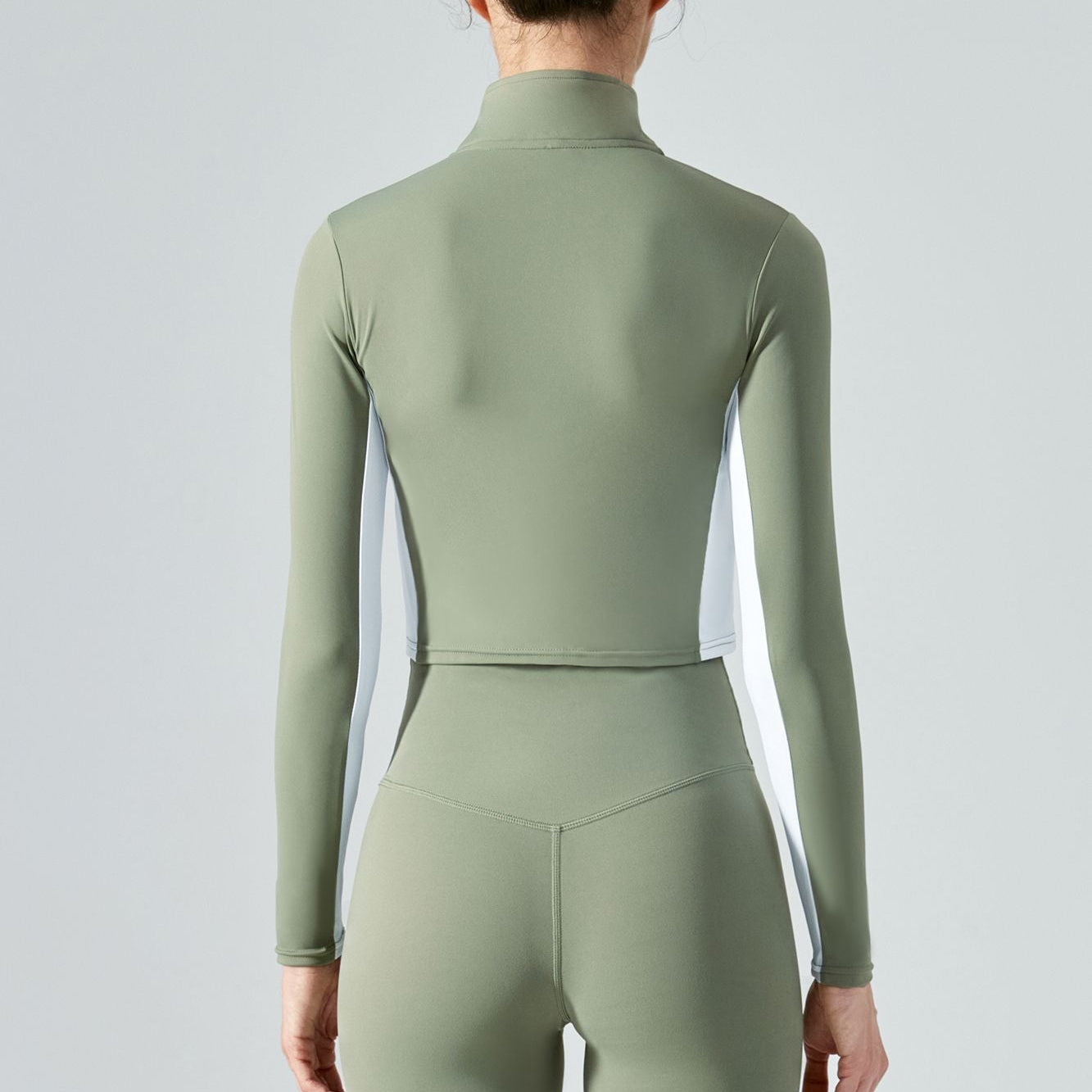 Color-Block Zip-Up Cropped Athletic Jacket