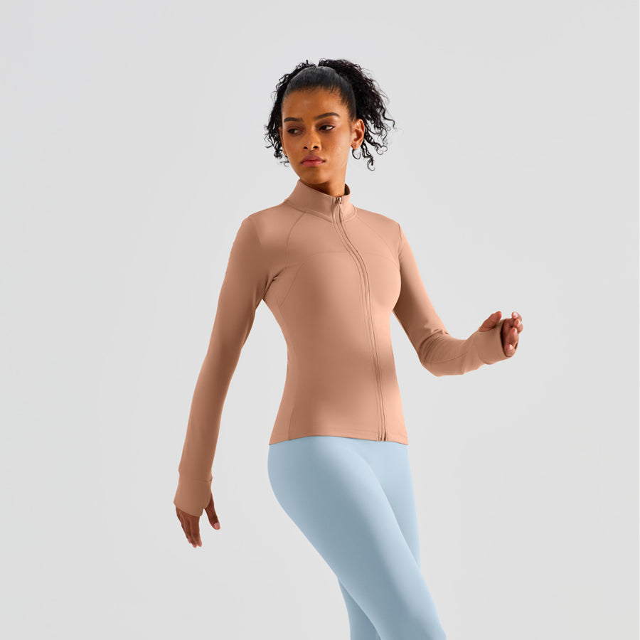 Fitted Zip-Front Fleece Track Jacket