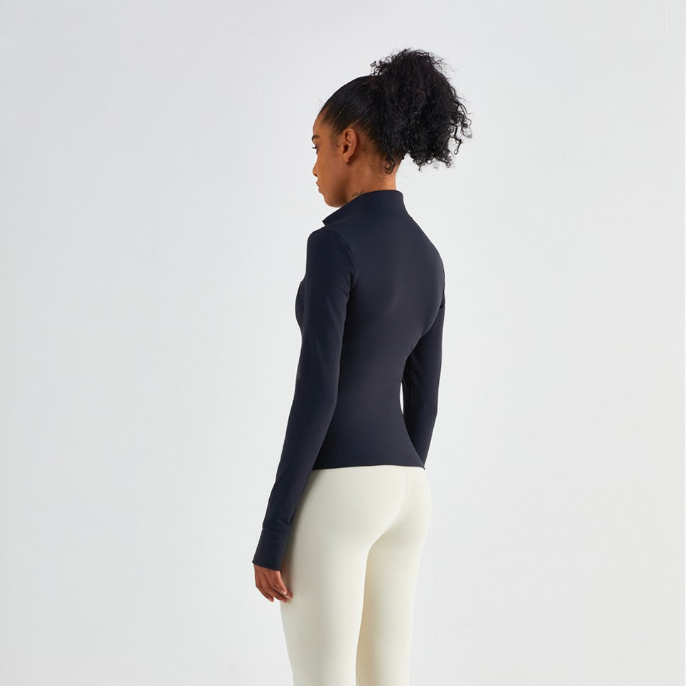 Fitted Zip-Front Fleece Track Jacket