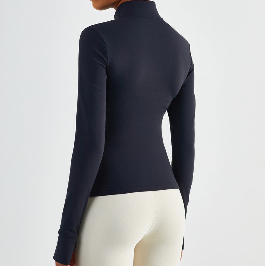 Fitted Zip-Front Fleece Track Jacket