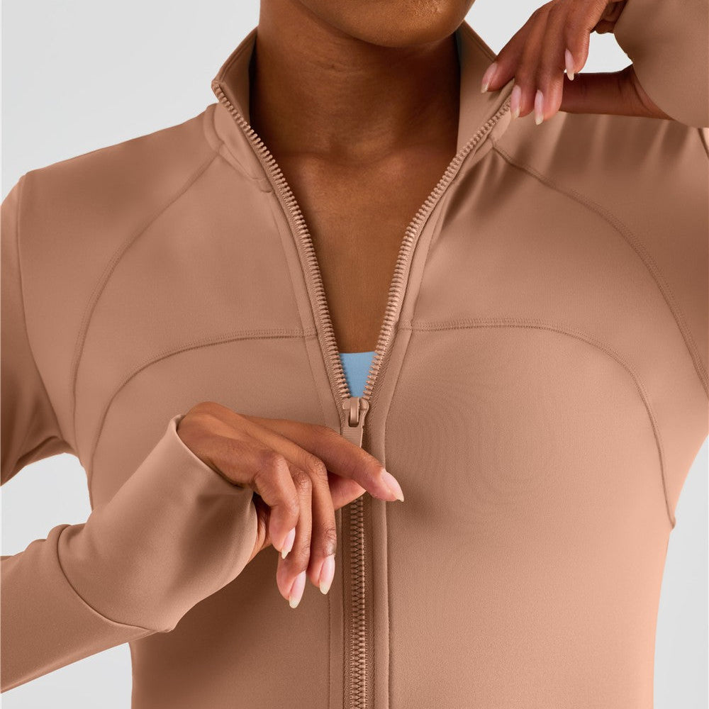 Fitted Zip-Front Fleece Track Jacket