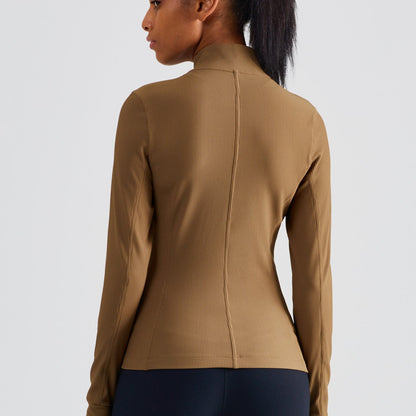 Ribbed Stand-Collar Full Zip Track Jacket