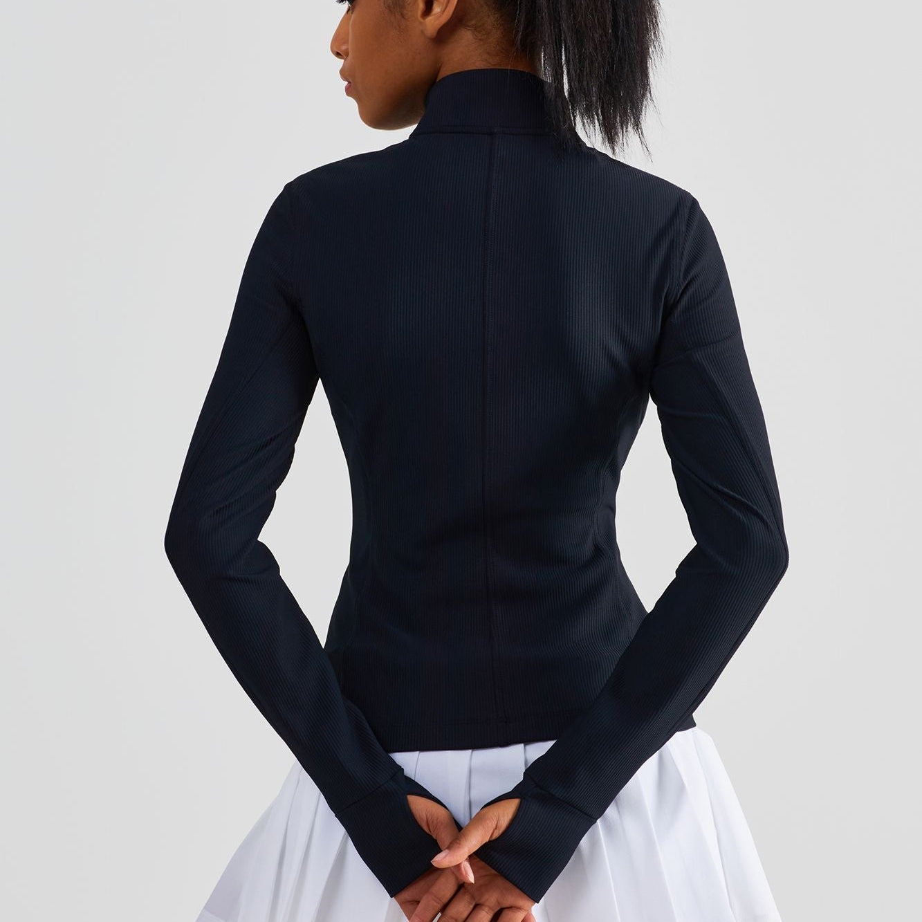 Ribbed Stand-Collar Full Zip Track Jacket