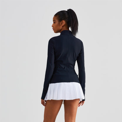 Ribbed Stand-Collar Full Zip Track Jacket