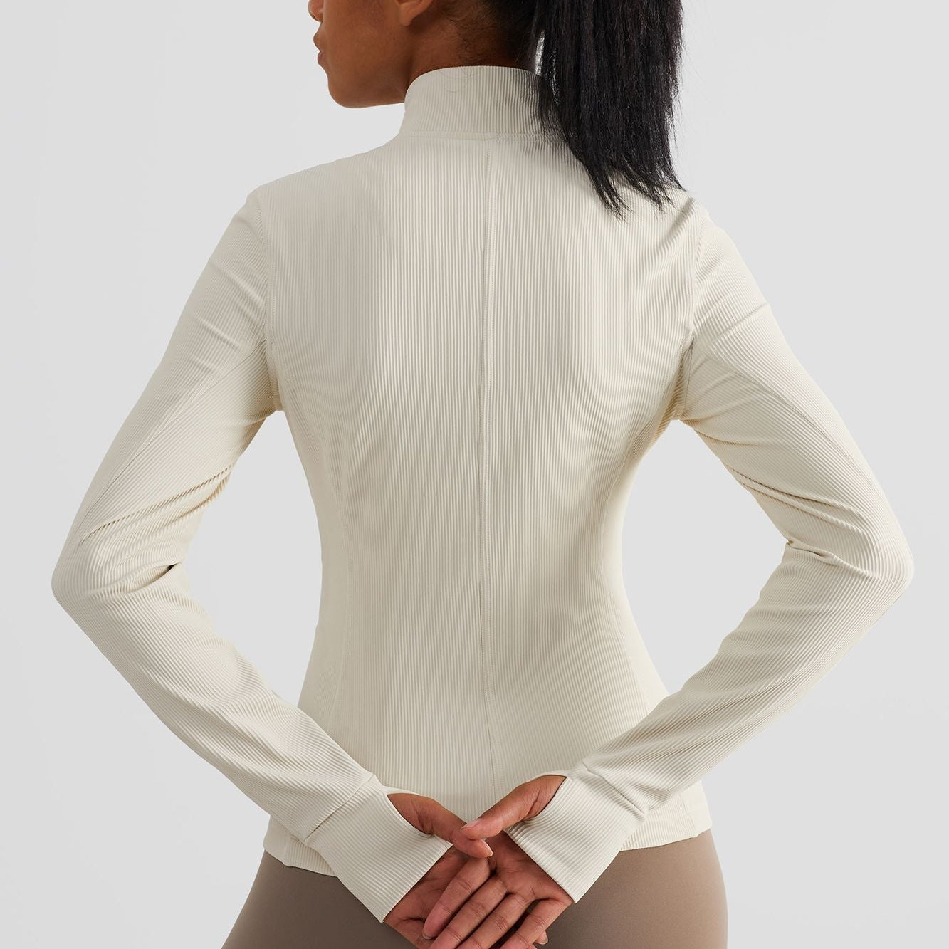 Ribbed Stand-Collar Full Zip Track Jacket