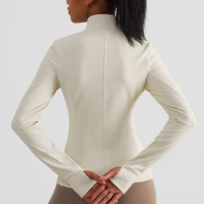 Ribbed Stand-Collar Full Zip Track Jacket