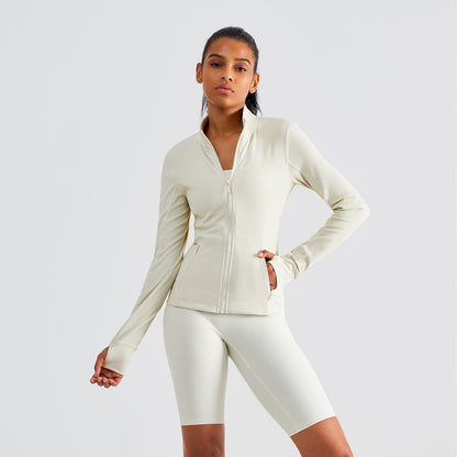 Ribbed Stand-Collar Full Zip Track Jacket