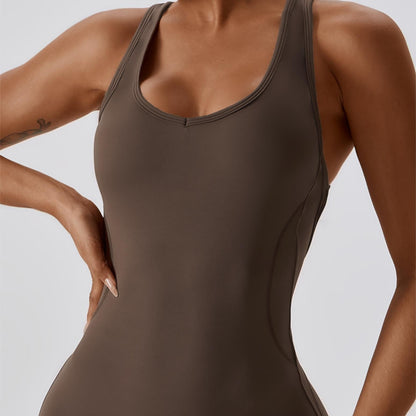 Scoop Neckline Flare Jumpsuit