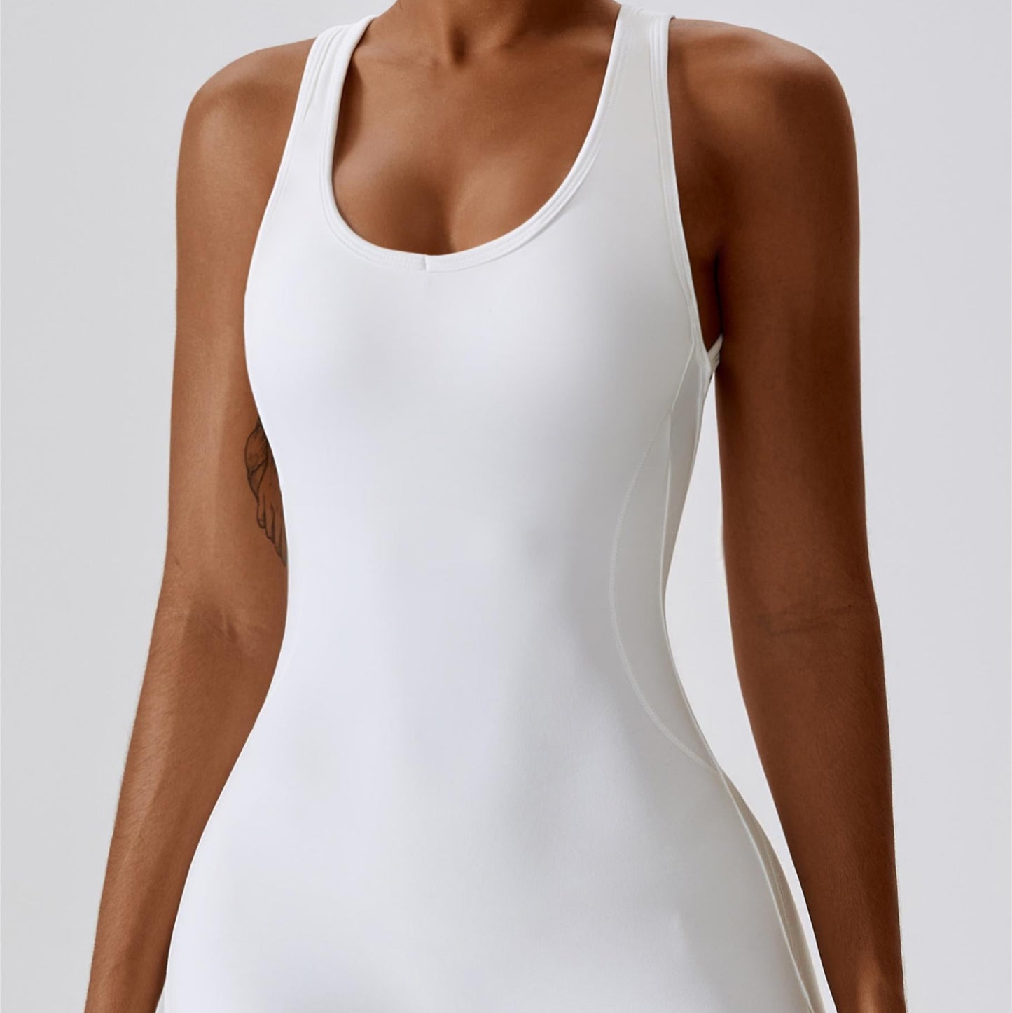 Scoop Neckline Flare Jumpsuit