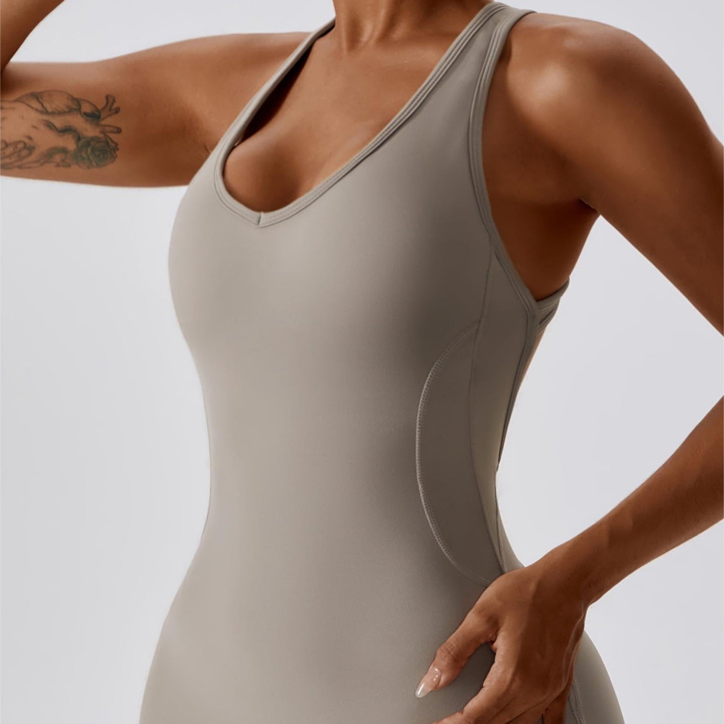 Scoop Neckline Flare Jumpsuit