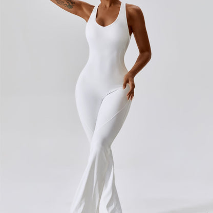 Scoop Neckline Flare Jumpsuit