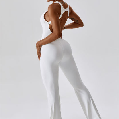 Scoop Neckline Flare Jumpsuit