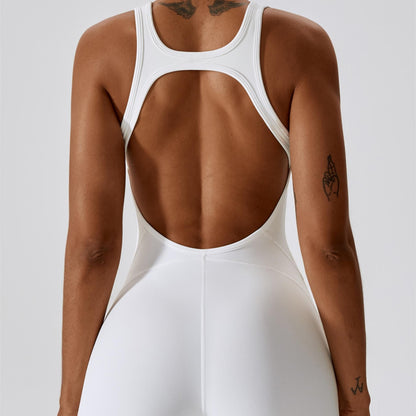 Scoop Neckline Flare Jumpsuit